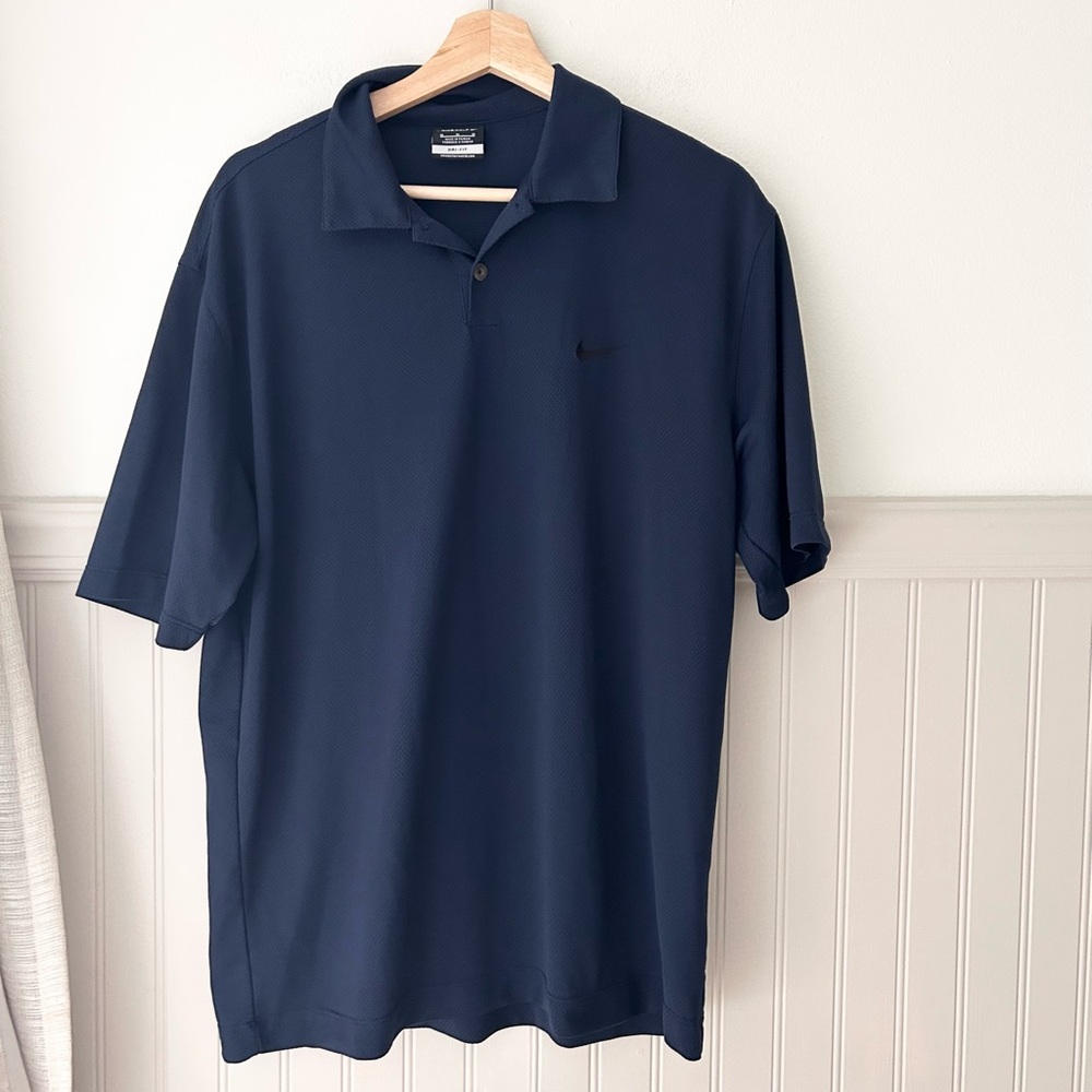 ⛳️ Nike Golf Men's Dark Blue Polo Shirt Size Medium Dri Fit